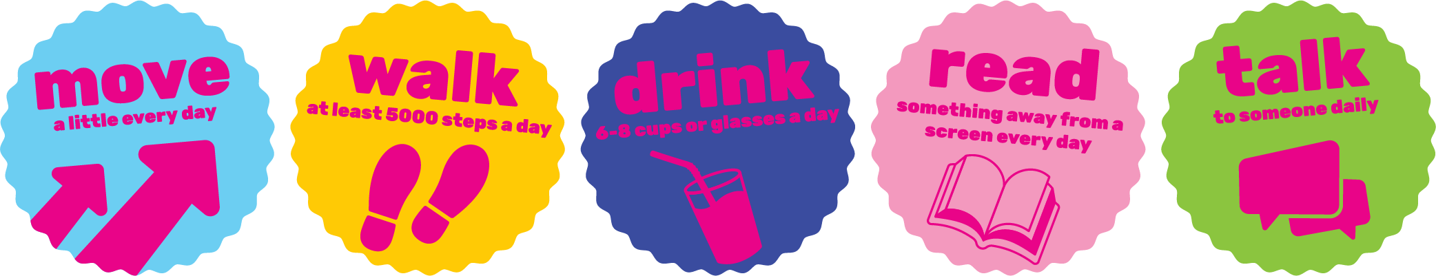 Move, Walk, Drink, Read, Talk