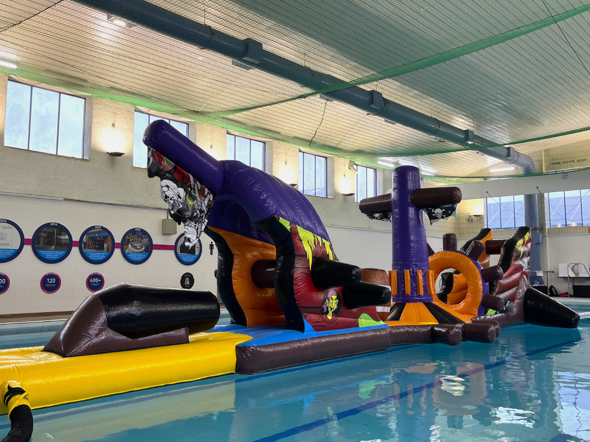 Ghost Ship inflatable in the Pelican Centres indoor pool